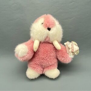 Vintage 80s Gund Mooky Pink Walrus Stuffed Animal Beanbag Plush